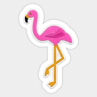 Pink Flamingo Felt Look with Stitching | Cherie's Art(c)2020 Sticker